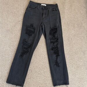 Edgy Black Straight Leg Jeans